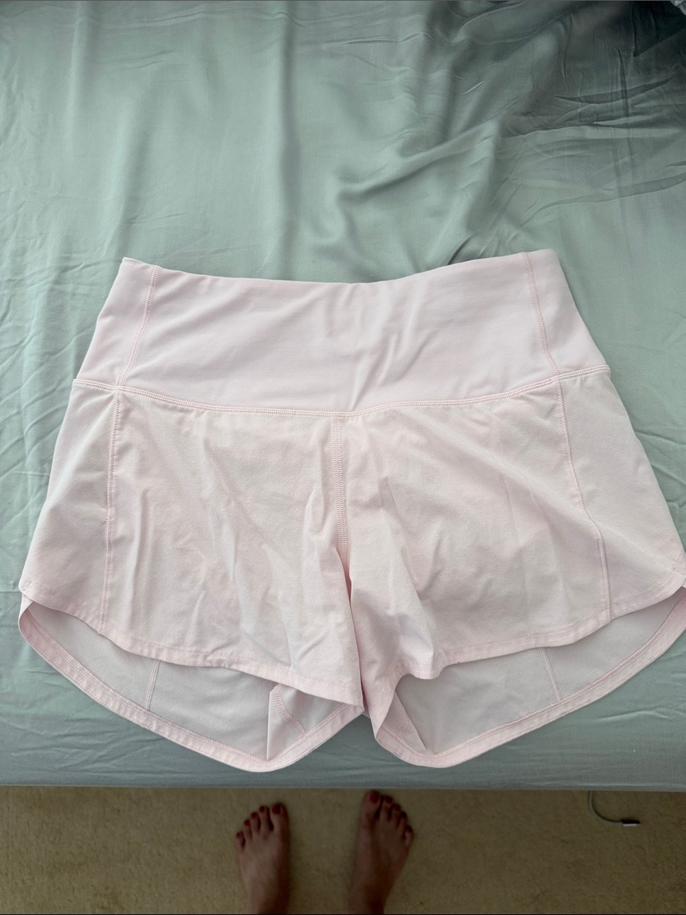 lululemon athletica speed up Pale Pink High-Rise lined Shorts 4”